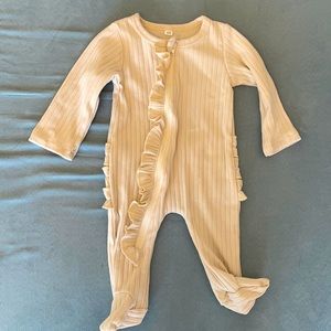 Cream ruffle baby sleeper